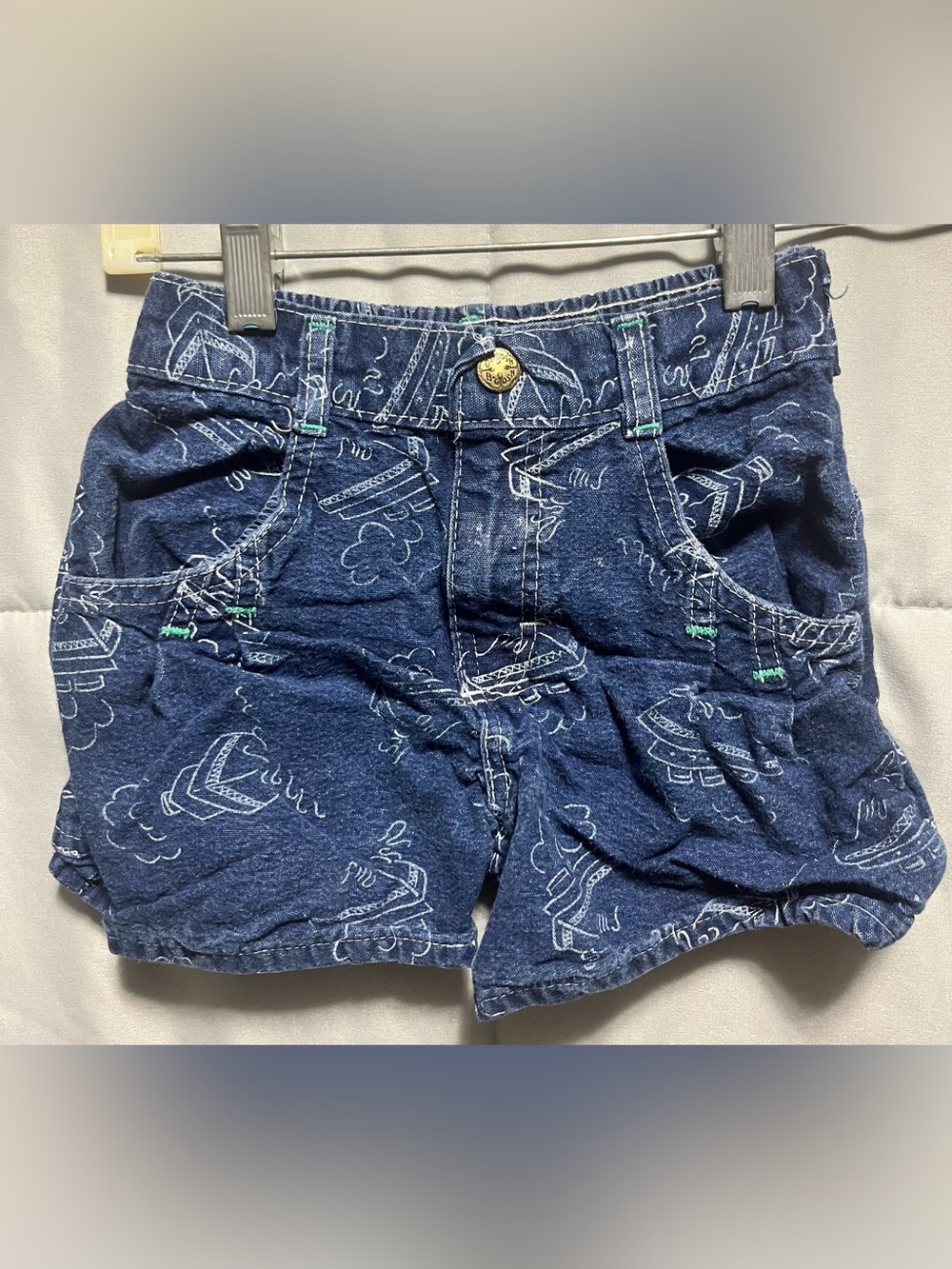 Vintage OshKosh B’Gosh 4T Sailboat Harbor Print Shorts Made in USA 1980s